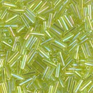 Miyuki Bugle 6mm Beads - Transparent chartreuse ab BGL2-258